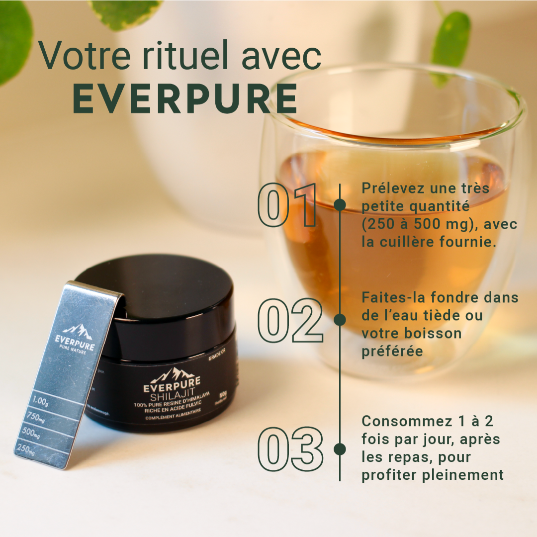 Comment utiliser le Shilajit EVERPURE – Rituel simple avec résine de l’Himalaya