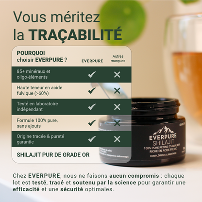 Comparatif de Shilajit : EVERPURE vs autres marques – traçabilité et pureté